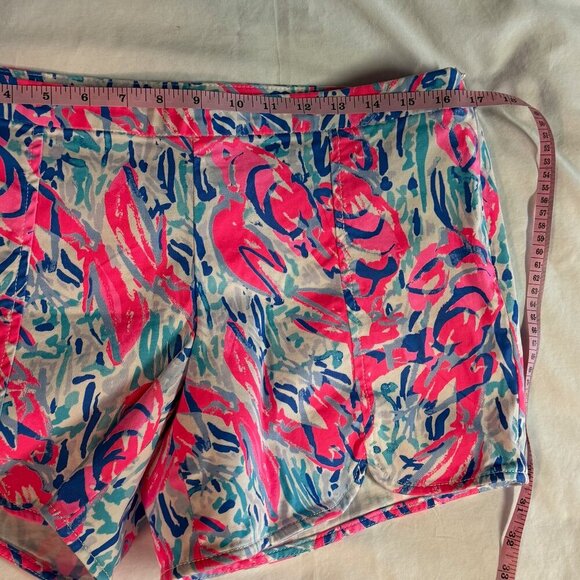 Lilly Pulitzer Hazelle Stretch Shorts 8 Cosmic Coral Cracked Up EUC - Picture 13 of 14